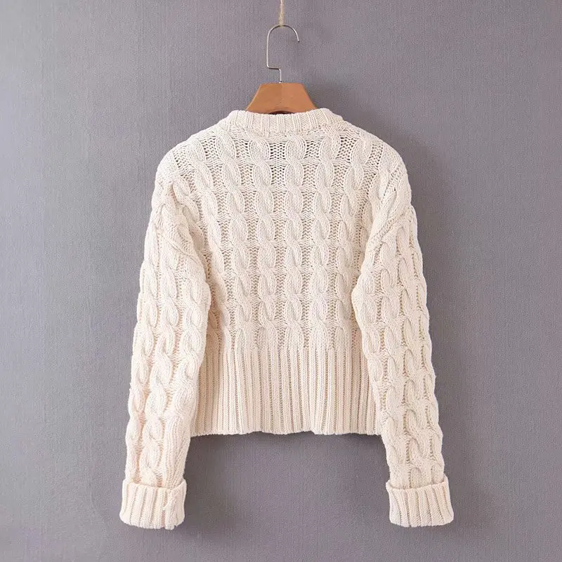 

Women Clothes 2019 Autumn and Winter Clothes Women Round Neck Metal Buckle Cardigan Women Sweater Women Casaco Feminino