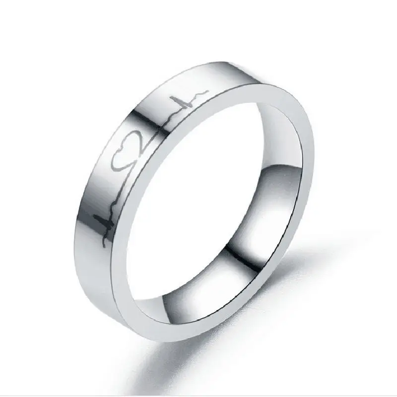 Парные кольца с ЭКГ и сердцебиением для мужчин женщин из нержавеющей стали 4 мм 6 -