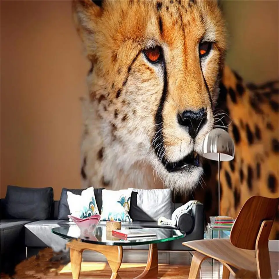 Настенные 3D-обои по индивидуальному размеру рисунок диких животных гепарда