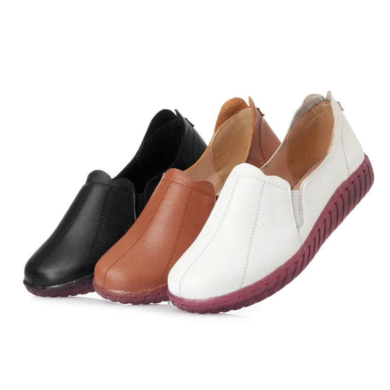 

Spring Summer Hot Sale Women Flat Shoes Genuine Leather Ladies Woman Slip-on Casual Walk Loafers Shoes