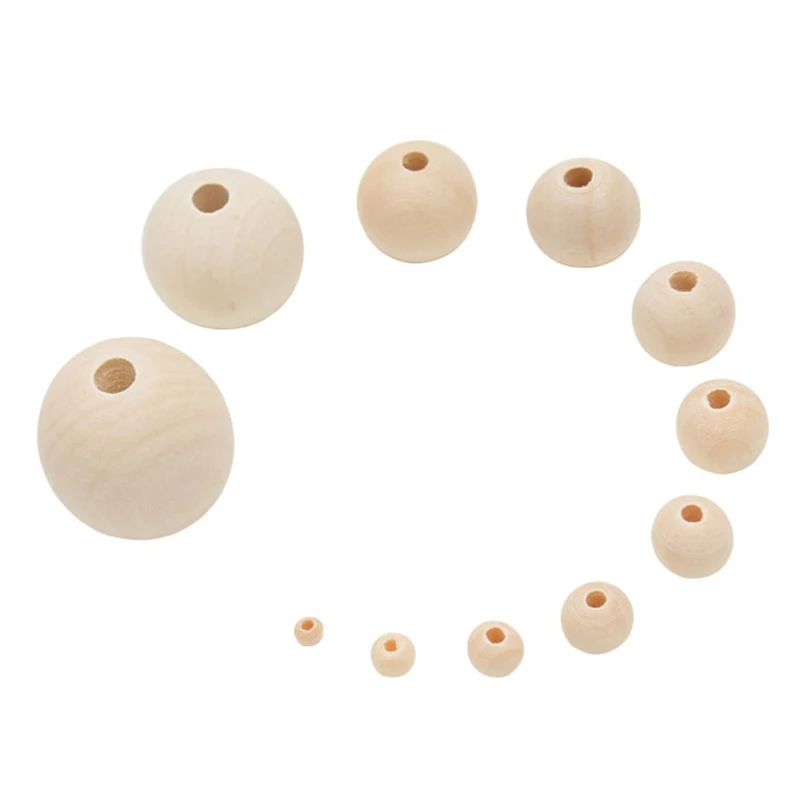 

4/6/10/14/18/22/25/30/35/40mm Log Color Wooden Beads Round Loose Beads for DIY Jewelry Making Bracelet Accessories