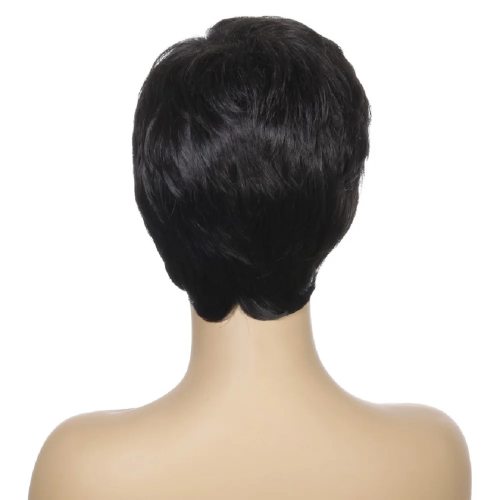 Натуральный прямой парик с челкой 10 ''синтетический для белых/черных женщин