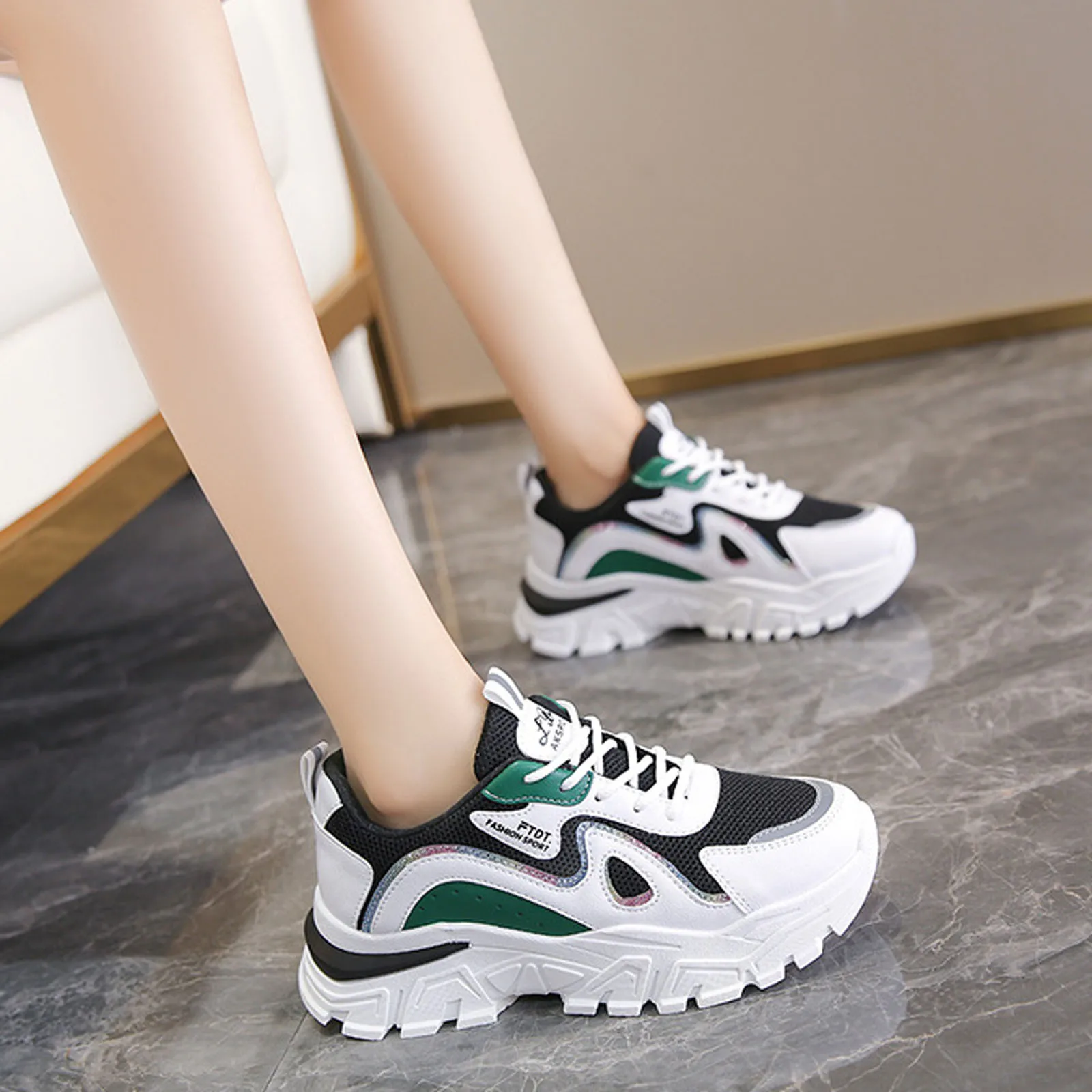 Женские кроссовки однотонная обувь с сетчатым верхом трендовая Повседневная