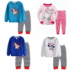 Детский пижамный комплект для мальчиков, хлопковая одежда для сна с мультяшными животными и длинными рукавами, хорошее качество, детский Пижамный костюм, домашняя одежда для девочек, ночная рубашка
