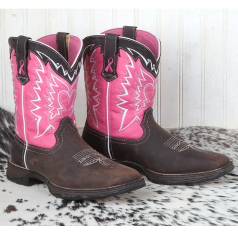 Женские винтажные ботинки до середины икры Короткие ковбойские сапоги с