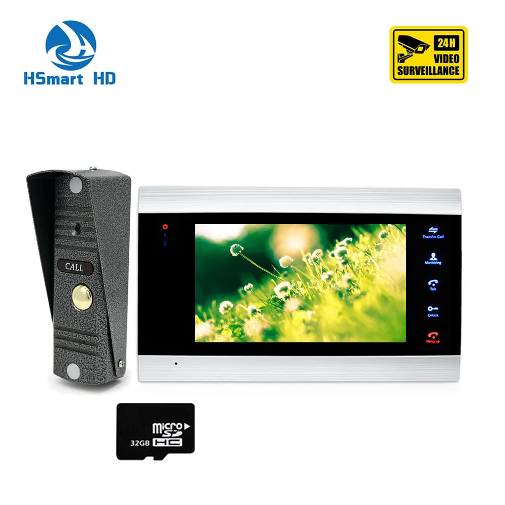 Проводная видеодомофонная система высокого разрешения 7 дюймов TFT с