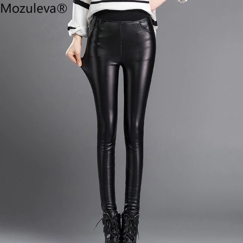 Женские бархатные брюки из искусственной кожи Mozuleva эластичные Эластичные