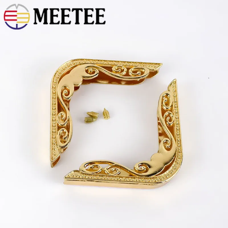 Meetee 4/10 шт. 46*65 мм из метала золотого цвета угловая Пряжка аппаратные средства