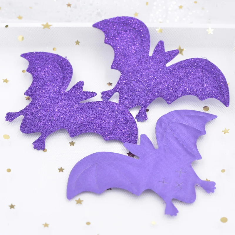 Wholesale 60Pcs Funny Glitter Purple Bats Large Appliques for Halloween Decor Party Wall Sticker Decals Ornament Accessories S00 | Дом и сад