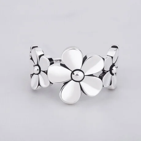 Серебряные фирменные кольца с цветами сверкающее составное кольцо маргариткой и