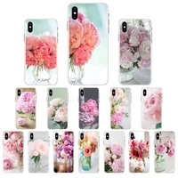 fhnblj elegant pink flower peony phone case for iphone x xs max 6 6s 7 7plus 8 8 plus 5 5s se 2020 11 12pro max xr funda cases