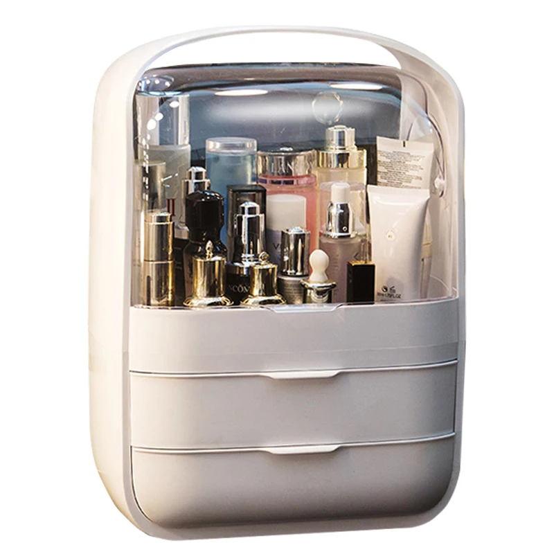 Косметическая коробка для хранения портативный пылезащитный Настольный ящик