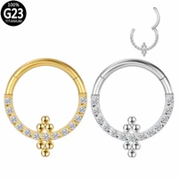 g23 titanium black nose ring for women aaa cubic zircon septum clicker ear cartilage hinged segment hoop helix piercing jewelry
