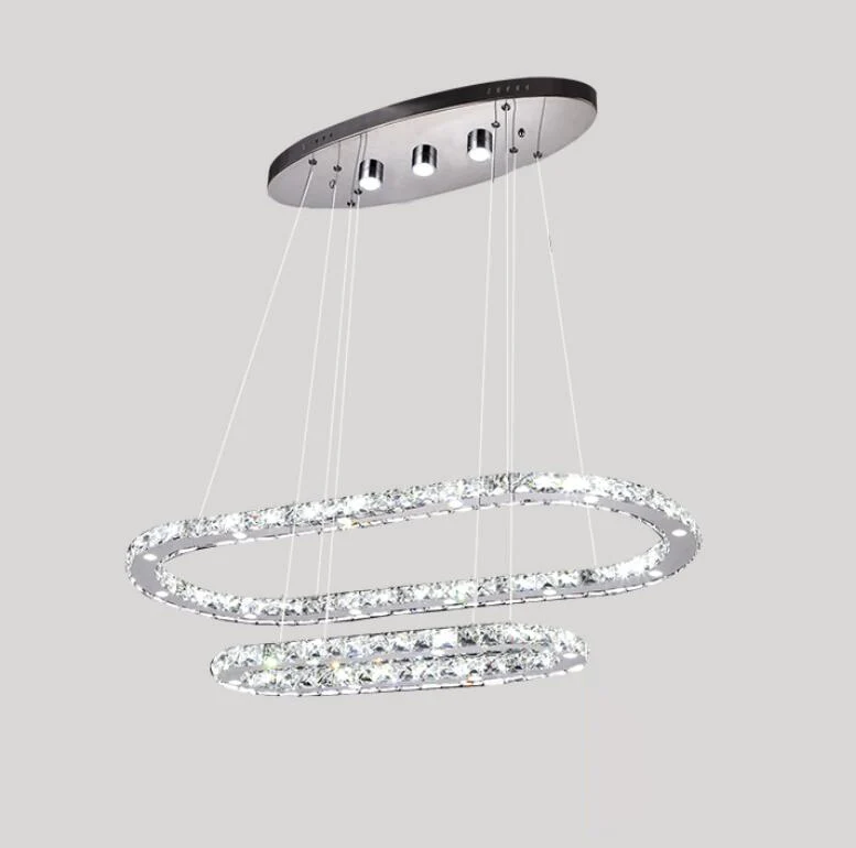 HAIXIANG светодиодный Овальный хромированный светильник подвесной для столовой