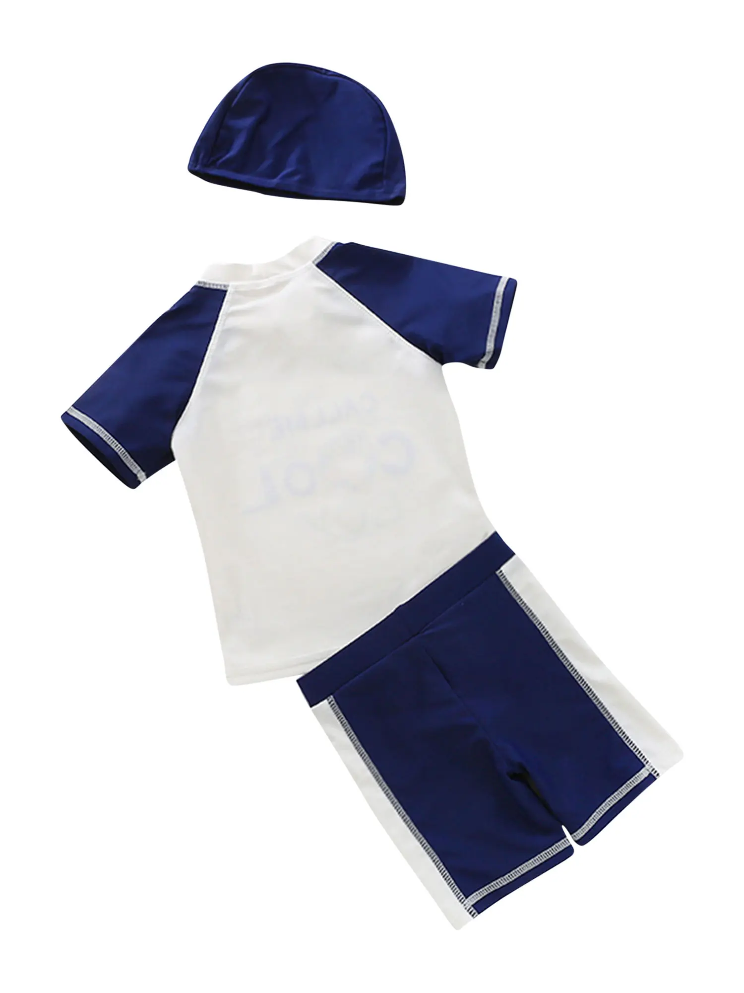 

2021 New Summer 2-8Y Baby Boy Beach 3Pcs Set COOL BOY Cartoon Bear Short Sleeve Letter Print T-Shirt+Shorts+Cap Swimsuit