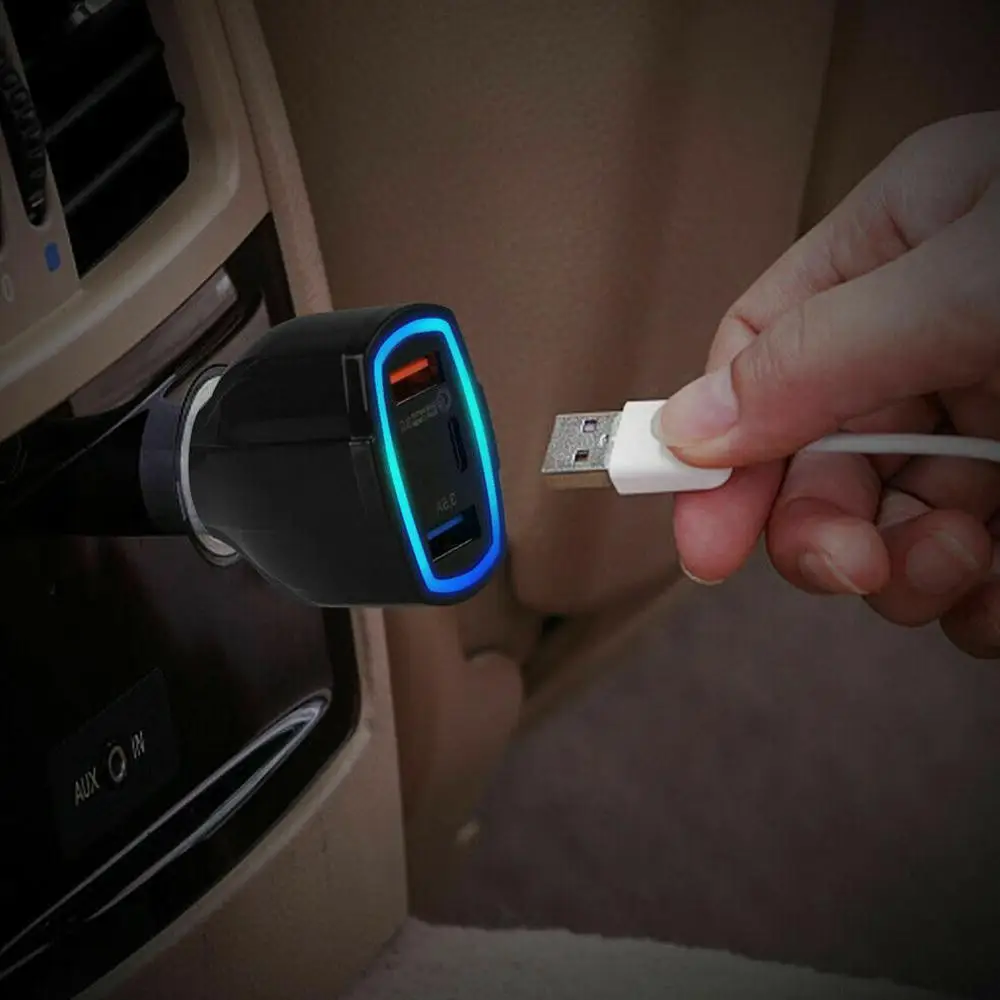 Автомобильное зарядное устройство с 3 портами USB C QC 0 быстрая зарядка