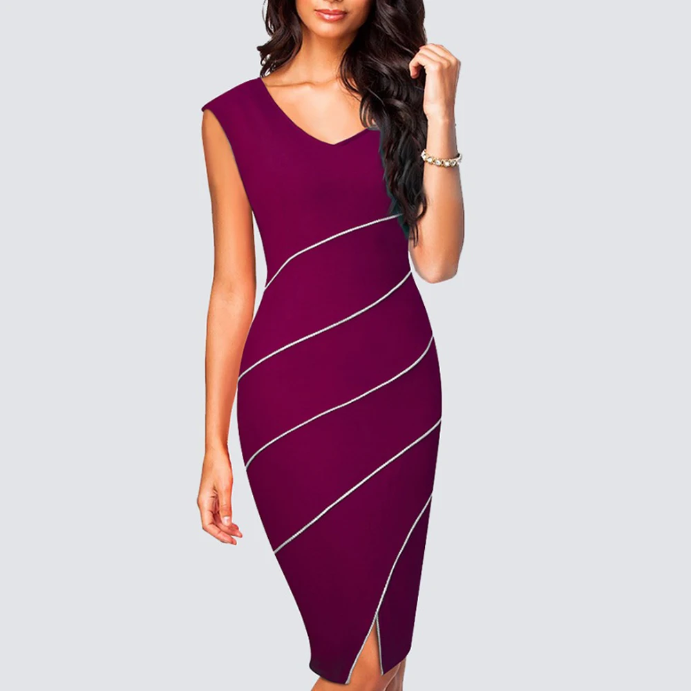 Женское облегающее платье в полоску повседневное элегантное черное с V образным