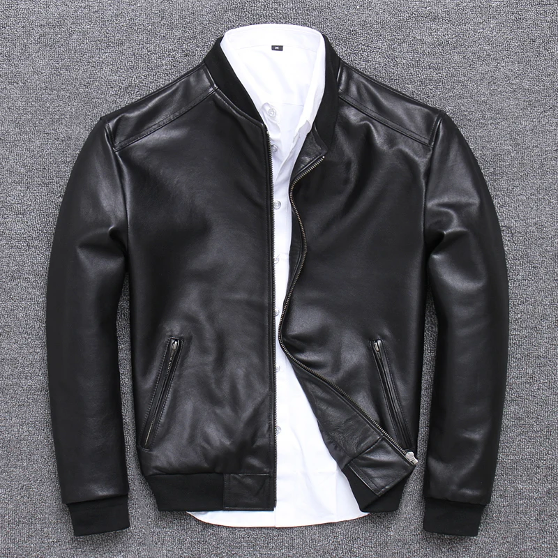 

Real Leather Jacket Men Clothes 2019 Streetwear Fashion Mens Sheepskin Short Coat Slim Fit 5xl Genuine Leather Coats U352