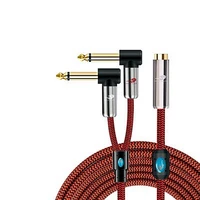 3 5mm female to dual 6 35mm jack 14 mono male audio cable pc laptop speaker mixer mixing console amplifier shielded cords