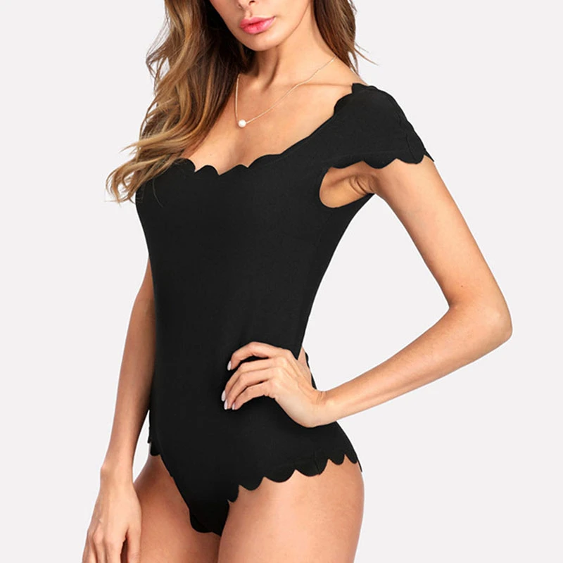 Цельный сексуальный купальник женский черный лоскутный пуш ап лист лотоса с