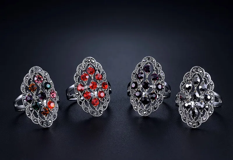 Женские Ретро Кольца Ajojewel Muticolor Crystal Винтажные Ювелирные изделия оптовая продажа