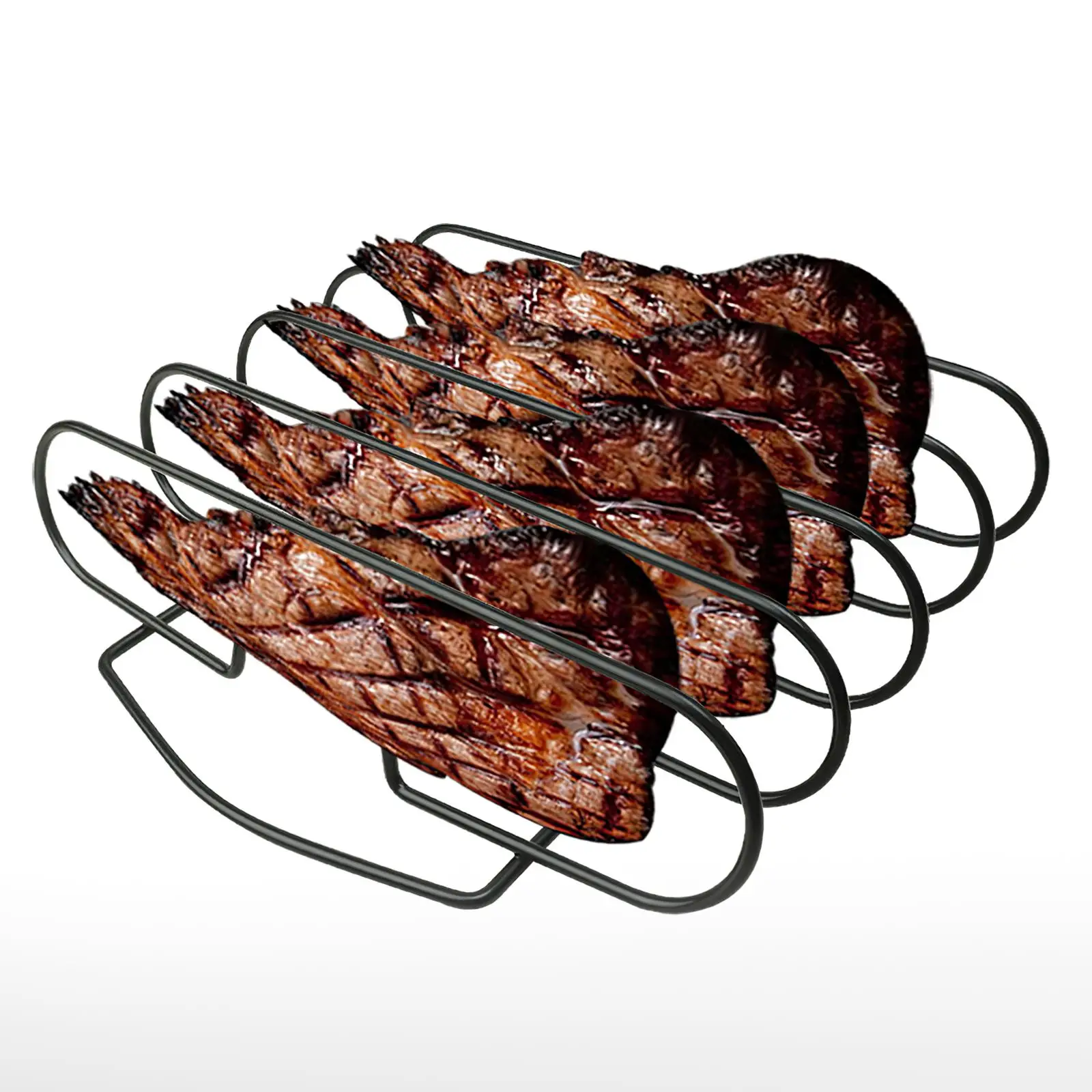 

4 Racks Roasting Holder BBQ Rib Holder Grill Rack Easy Clean Space Saving Roasting Stand Wired Grilling Stand For Barbecue Oven