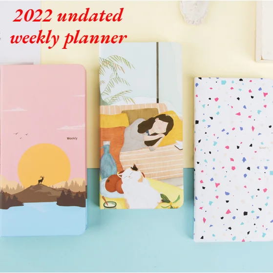 

2022 My Life Portable Weekly Planner Hardcover Pocket Agenda DIY Undated Yearly Monthly Weekly Plan Book 88 Sheets