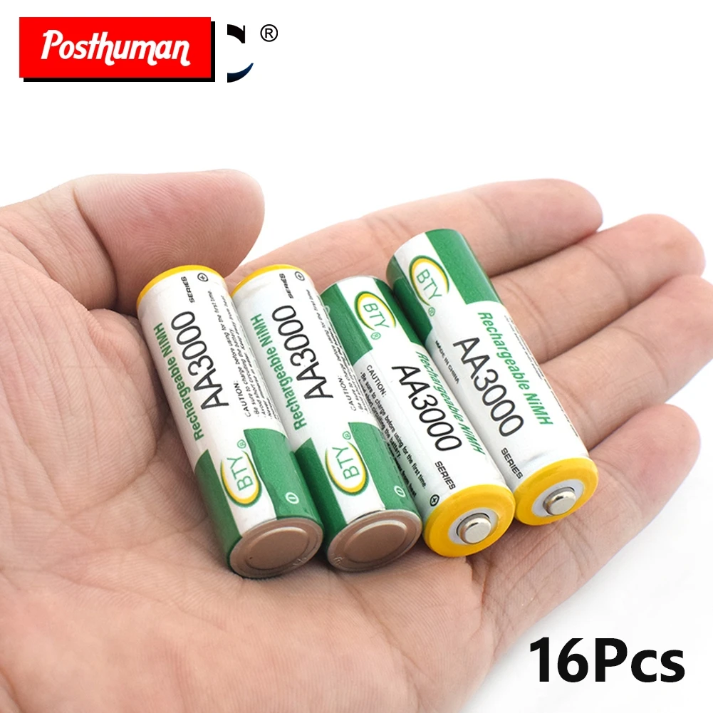 Перезаряжаемые батарейки POSTHUMAN 1 2 в 16 шт. AA LR6 HR6 3000 мАч Ni MH KAA 815 15A сменные для камер