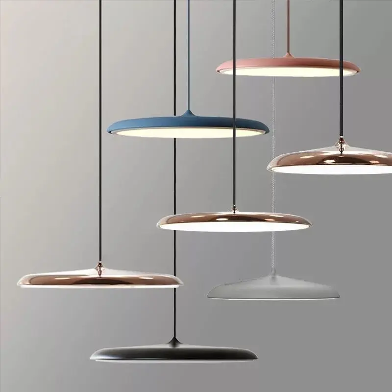 Itlian Design LED Pendant Light UFO Round Plate luminaire design Suspension Lamp For Dining Kitchen Island Table Study Hanging