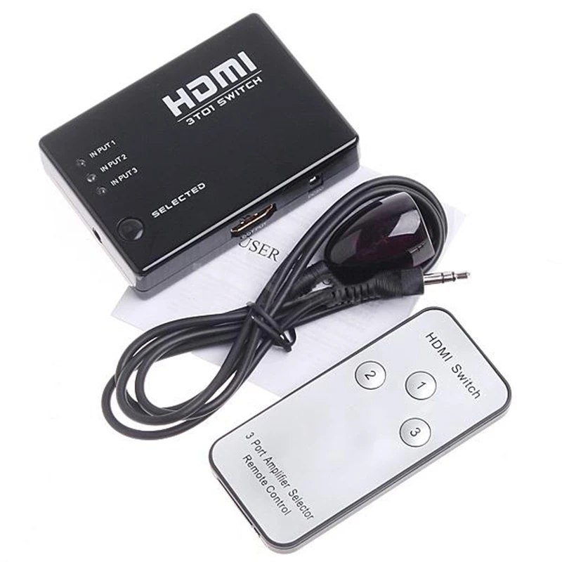Мини 3 порта HDMI коммутатор сплиттер 1080P HD видео + ИК пульт дистанционного