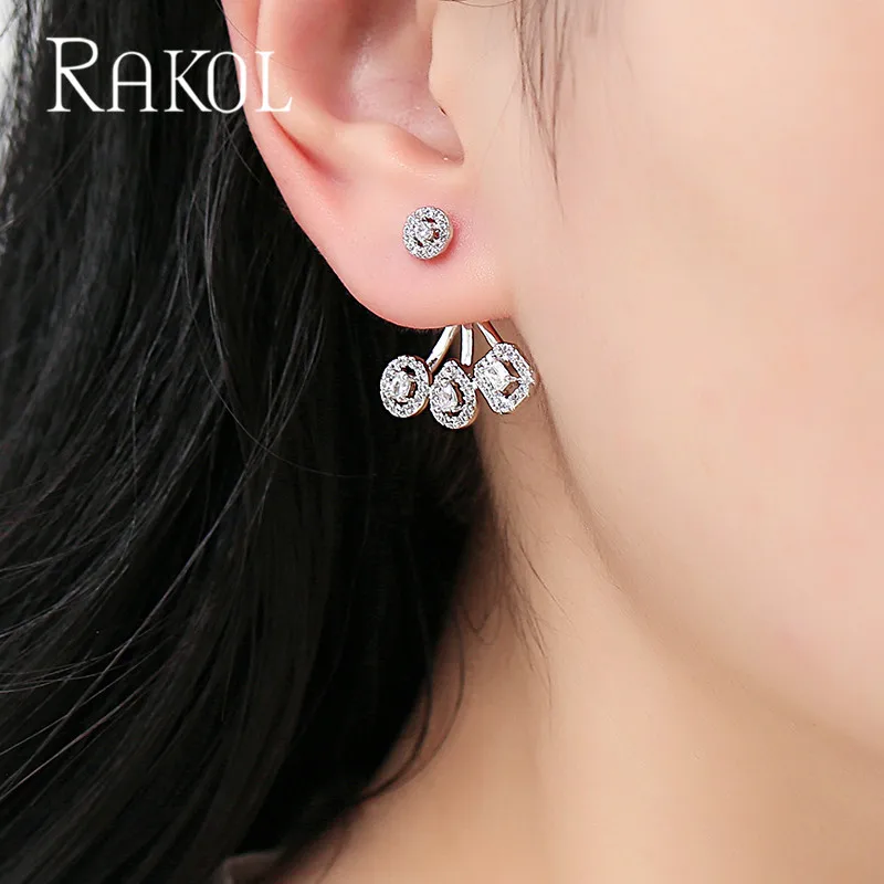 

Новинка, индивидуальная Женская бижутерия RAKOL в виде квадратной капли воды, круглые ювелирные изделия для свадьбы, ужина, юбилея, RE2083