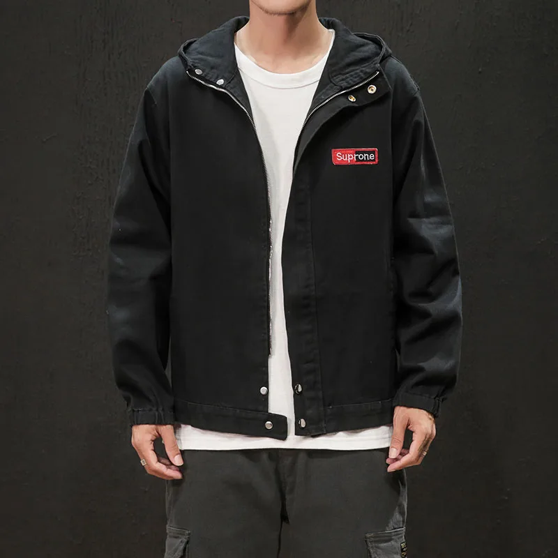 Мужская модная бейсбольная куртка на молнии с капюшоном Повседневная Уличная