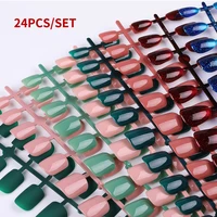 24pcs reusable false nail artificial tips full cover for decorated stiletto with design press on nails art fake extension tips