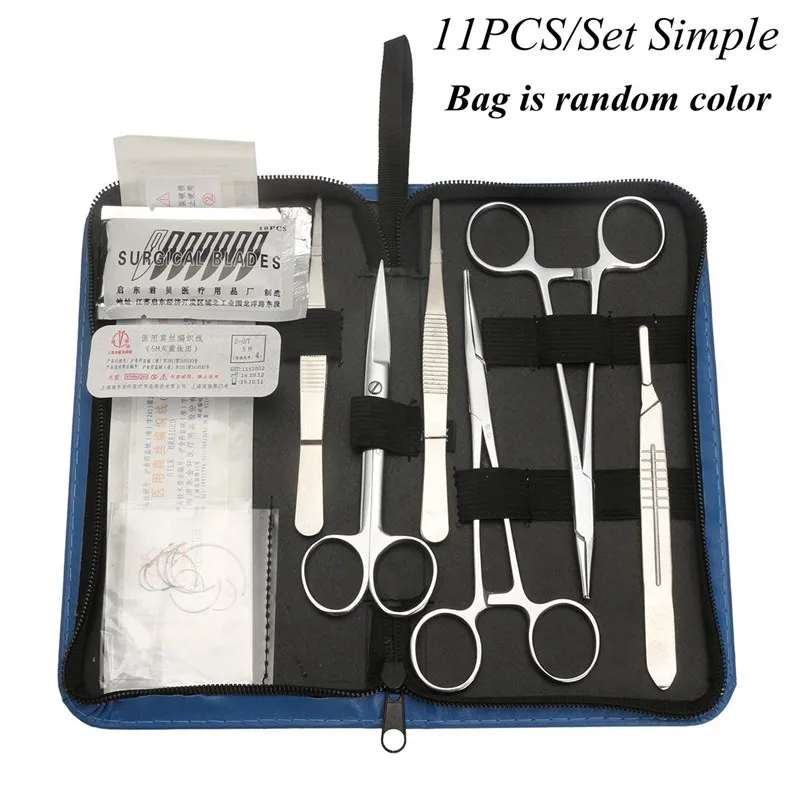 

11/13/19Pcs Suture Practice Kit Medical Student Surgical Scissors Tweezers Debridement Skin Model Suture Needle Course Tool Set