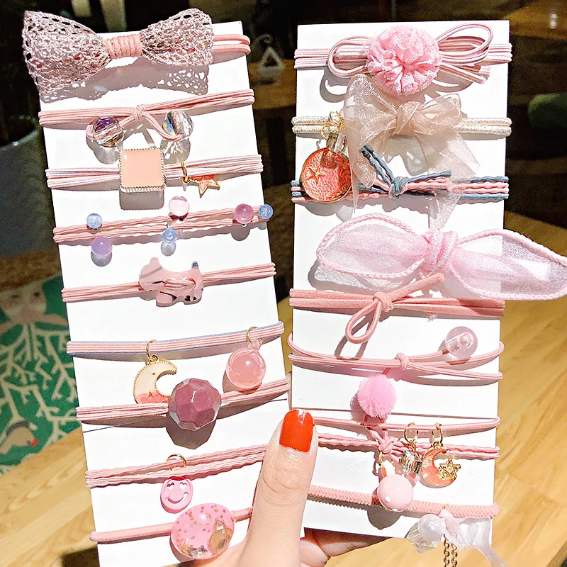 Резинки для волос с бантом женские эластичные геометрическим узором 9 шт./компл. |