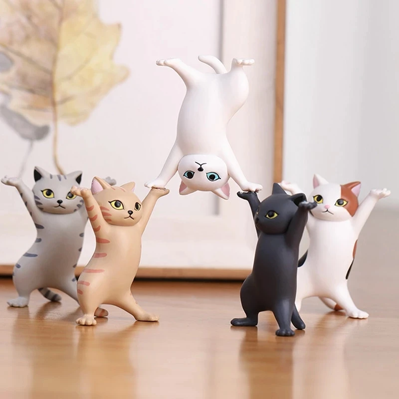 

Dancing Cat Earphone Holder For AirPods 1 2 Pro Bluetooth Headset INS Pen Holder Desktop Cute Handmade Doll Headset Decoration