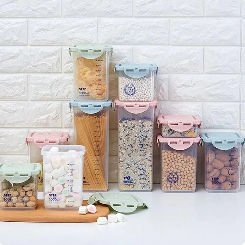 Штабелируемый кухонный зерновой герметичный ящик для хранения банок еды лапши