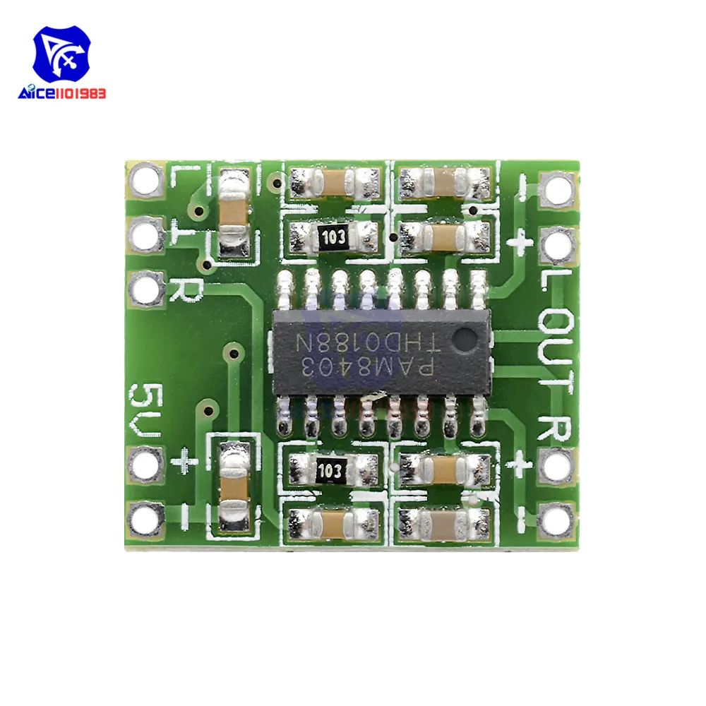 Diymore 10 шт./лот PAM8403 2-канальный 2x3 Вт Мини цифровой аудио усилитель силовой модуль