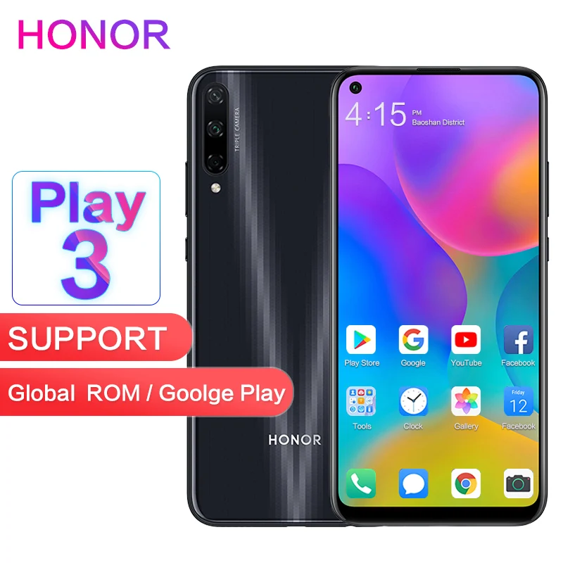 Honor play3 Global rom 4 ГБ 64 Поддержка Google Play 1560*720 P 6 39 '' полноэкранная двойная sim карта