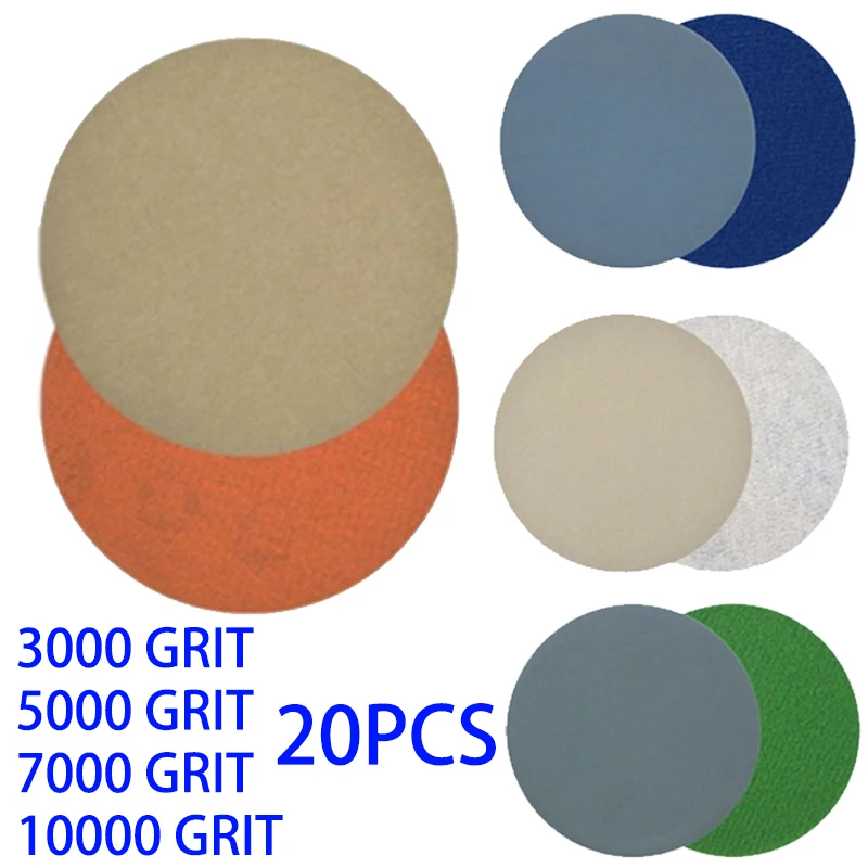 20 шт 3 дюймовые шлифовальные диски Pad Kit круглые песочные бумажные липучки 3000-10000