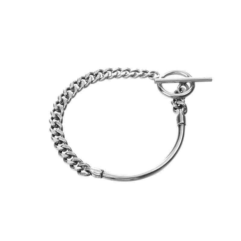 

Punk Chain Bracelet Silver 925 Jewelry Charm Bracelet Bijoux Minimalism Bangles Vintage Bohemian Joyas Silver Bangles for Women