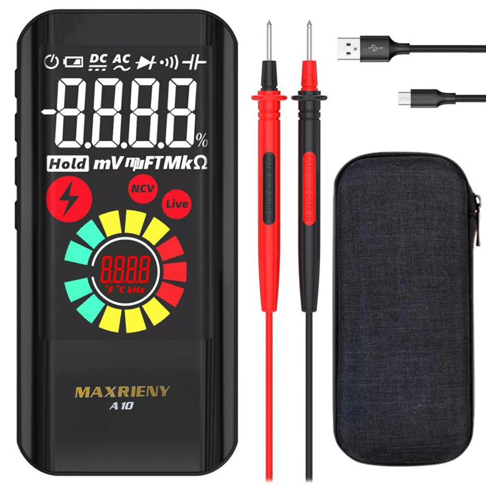 

Smart Digital Multimeter 9999 Counts DC AC Voltage Capacitor Ohm Diode NCV Hz Tester DMM with lithium battery Temperature tester