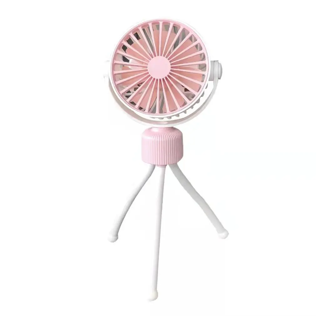 

Stroller Fan Mini Portable Fan LED Light Camping USB Rechargeable Fan With Flexible Tripod Mini Handheld Fan