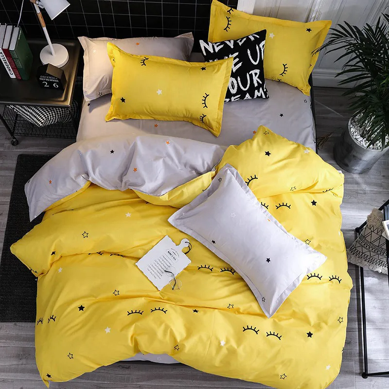 

Comfortable HD Bedding Set High Quality Home Bedding Set Lovely Pattern A/B double-sided Bed Sheet, Quilt Cover Pillowcase 4pcs