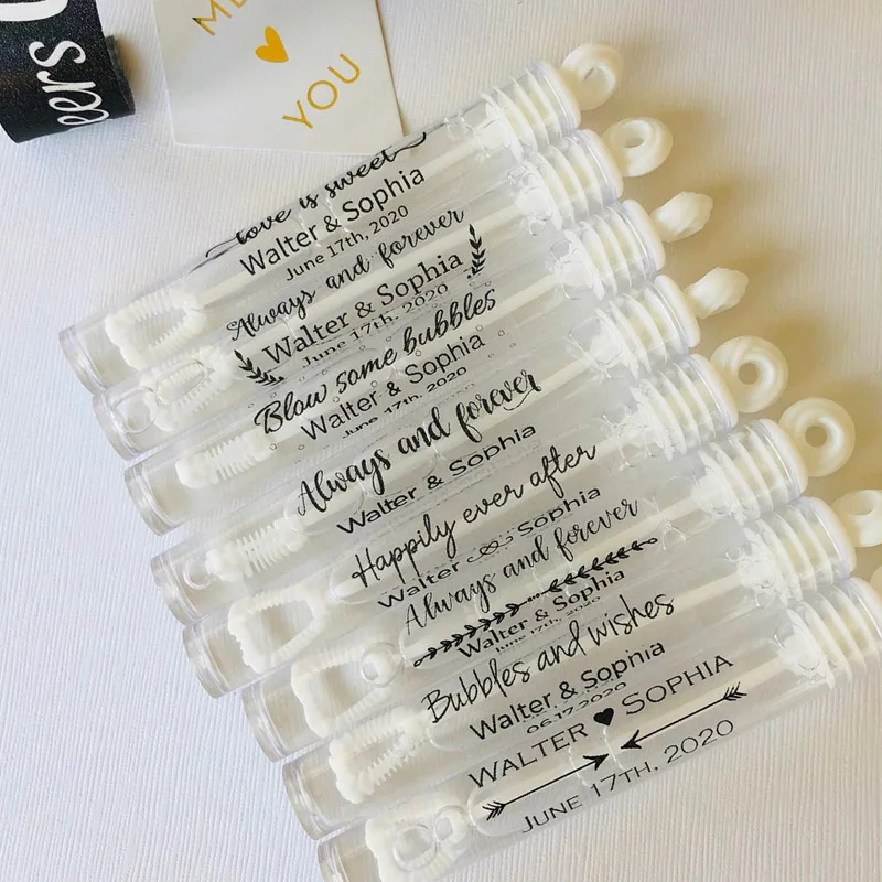 100 персонализированные свадебные этикетки с пузырьками фольгированные