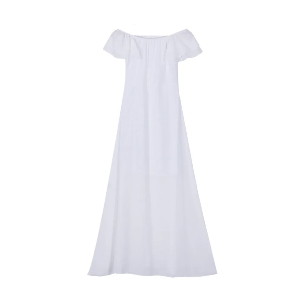 Летнее женское повседневное платье сексуальное Белое длинное без бретелек с