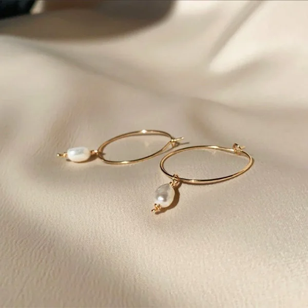 

Золотые пресноводные жемчужные подвесные кольца Изящные серьги светлые ювелирные изделия Изящные серьги темная академия