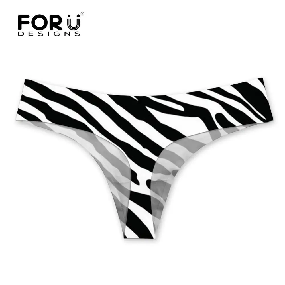 

FORUDESIGNS Seamless Panties Women Briefs Ultra-thin Thong Low Rise Lingerie Silk Briefs Ladies Stripe Print Plus Size Underwear