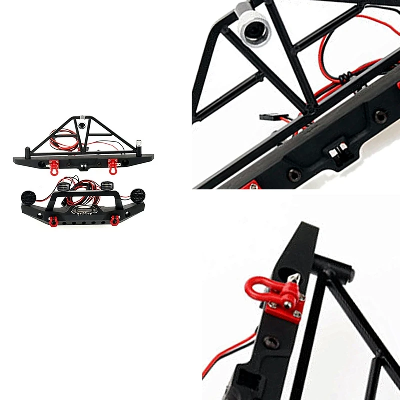 

Металлический бампер светодиодный светодиодсветильник кой для 1/10 RC Crawler Axial SCX10 & SCX10 III AXI03007 Traxxas TRX4