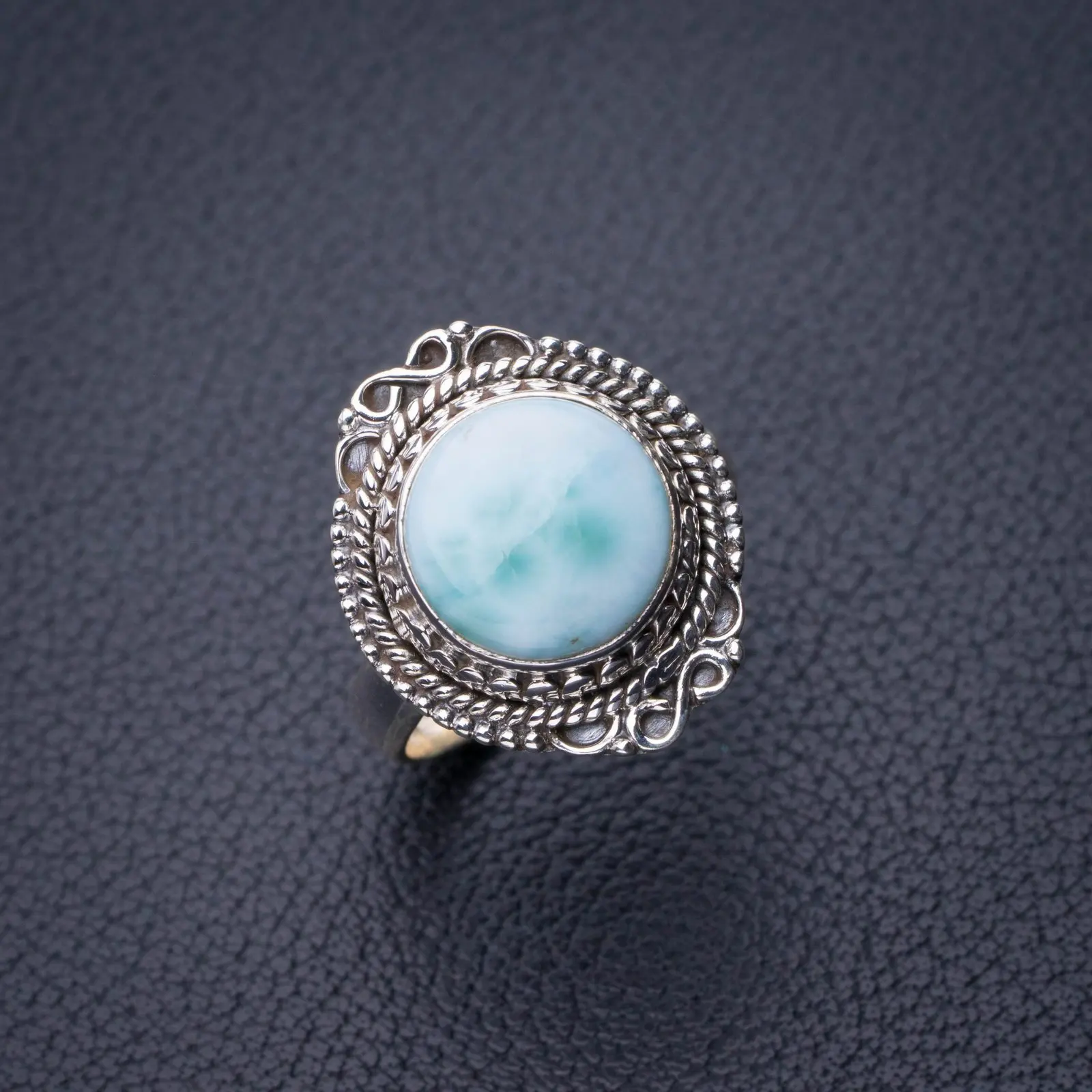 

StarGems Natural Caribbean Larimar Handmade 925 Sterling Silver Ring 7 D8487